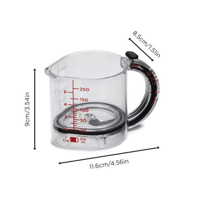4-in-1 Adjustable Measuring Cup – Multi-Functional Kitchen Measuring & Pouring Tool with Scraper Base