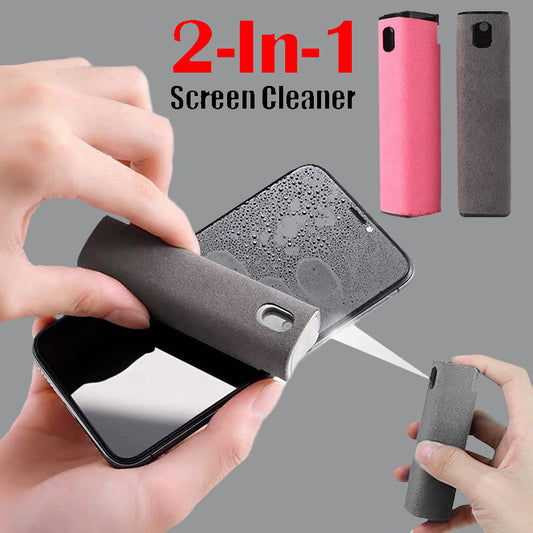 Portable 2-in-1 Screen Cleaner Spray & Microfiber Cloth for Phones & Computers