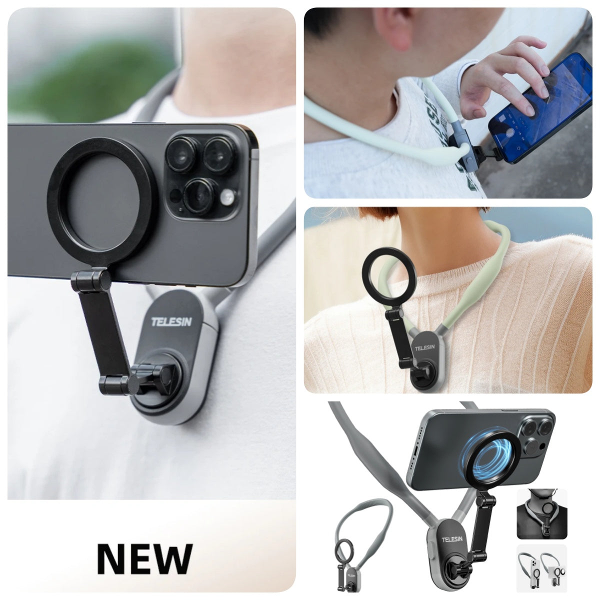 Magnetic Neck Phone Mount – Hands-Free Silicone Holder with Strong MagSafe Magnet